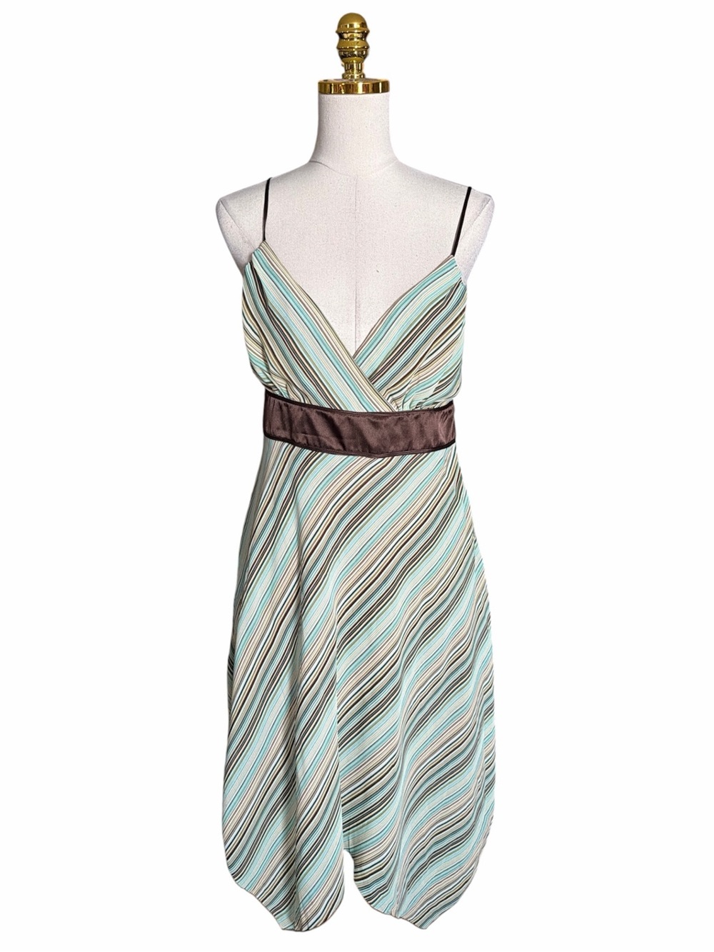 Breakin Loose Vintage Y2K Striped Handkerchief Hem Fairycore Boho Midi Dress 14